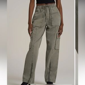 American Tall High Rise Camper Green Garment Dyed Baggy Cargo Pants M/XT